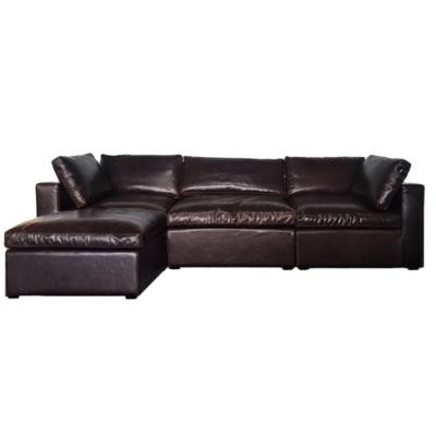 China 4 Seat Sofa Heavy Oil Waxy Cloud Modular High Quality Italian Genuine Leather Sofa. for sale