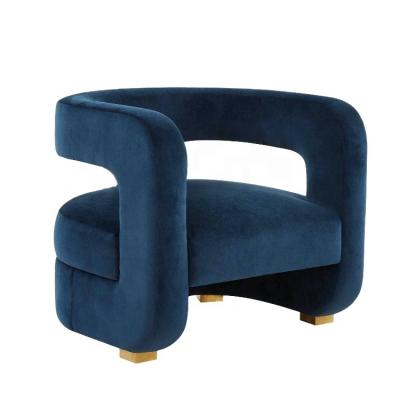 China Modern Hotel Living Room Furniture Modern Sofa Chair Luxury Navy Blue Velvet Accent Chair. for sale