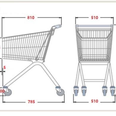 China Convenience Supermarket Shopping Trolley , Grocery Shopping Cart , Hand Push Trolley For Shopping for sale