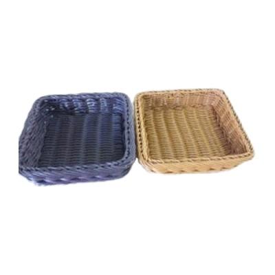 China Sustainable Vegetable Rattan Rectangle Wicker Tray Fruit Display Storage Plastic Basket for sale