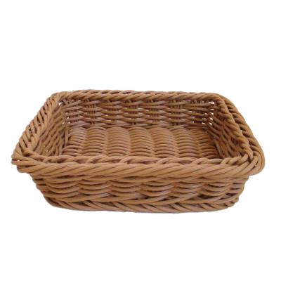 China Sustainable New Design Supermarket Fruit Display Rectangle Rattan Basket for sale