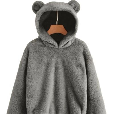 China Women's Anti-pilling Faux Fur Fuzzy Jacket Sweatshirts With Teddybear Hoodies Sweatshirts For Autumn And Winter for sale