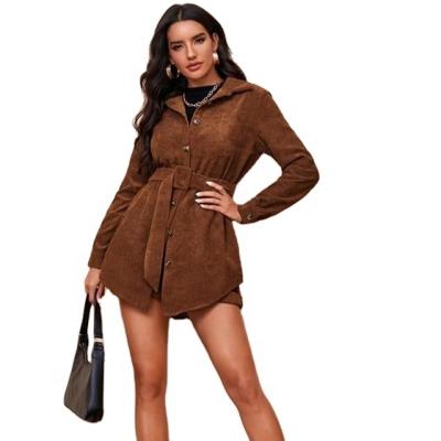 China 2020 New Product Breathable Women Coat Casual Single Breasted Buckle Belted Rope Long Sleeve Plus Size Coats Can Wholesale And Custom for sale