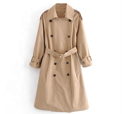 China Factory Custom High Quality Women Raincoat 2020 Coat Autumn Double Breasted Windbreaker Casual Coat for sale