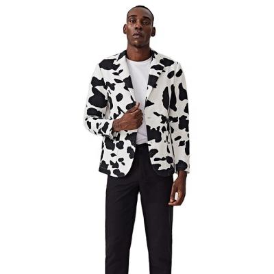 China 2020 New Product High Quality Mens Breathable Blazer 100%Cotton Casual Style Men Patches Pocket Cow Print Blazers For Men Can Be Custom Made for sale