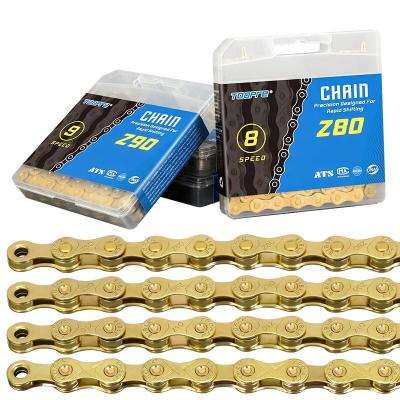 China 1/2*11/128 Speed ​​1/2*11/128 Inch 116L Cycle Bicycle Chain 6/7/8/9/10/11 Rustproof Carbon Steel Gold Color TOOPRE Bike Chain for sale