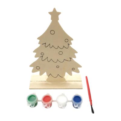 China DIY Paint Drawing Set of Santa Claus Snowman Elk Ornaments DIY Excellent Christmas Wood Durable Wood Painting for sale