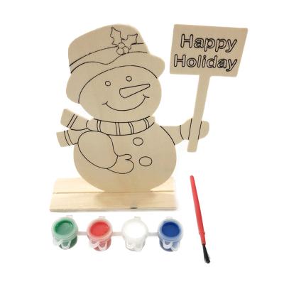 China DIY Paint DIY Christmas Ornaments Wholesale Wooden Kids Painting Wood Color Paint Kit for sale