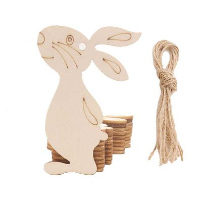 China Eco-Friendly Wooden Decorative Chickens Rabbits Bunnies Easter Kit Painting DIY Chips Wood Hanging Ornament for sale