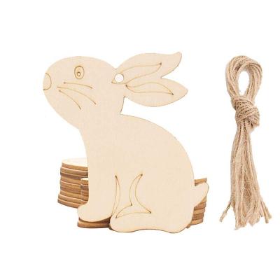 China Wholesale Eco-Friendly Party Supplies Diy Easter Decoration Hand Made Painted Egg Bunny Wood Chips Decoration Pendant for sale