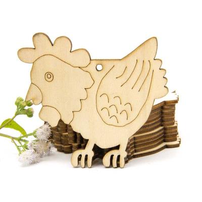 China Eco-Friendly Craft Kit Hanging Easter Ornaments Egg Bunny Shape Cutouts Wooden Spring Painting set with holes strings for sale