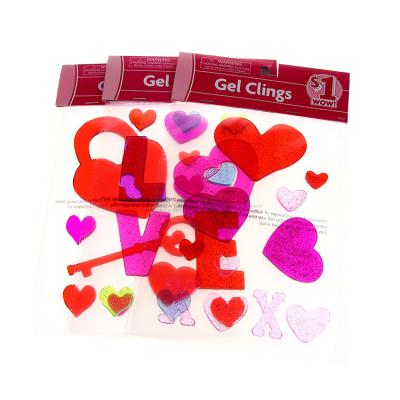 China High Quality Waterproof+Eco-friendly Valentine's Day Supply Sticker Red Window Decoration Love Heart Stickers Window Clings Sticker for sale