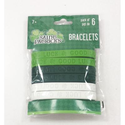 China Factory Price Quality Custom Cheap Wristbands Durable Main Silicone Rubber Wristbands White And Green Wristbands For St Patrick's Day for sale