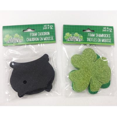 China Best Selling Type Eco-friendly Lucky Irish Four Leaf Clover Foam Shamrock Stickers Stickers For St Patrick's Day Kids Crafts Decorations for sale