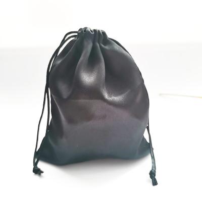 China High Quality Cheap Custom Handled Sports Drawstring Black Satin Bag Satin Pouch Bag With Logo for sale