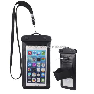 China Universal Sandproof Dry Bag/Dustproof Waterproof Cell Phone Case Phone Pouch With Earphone Jack+Lanyard+Armband For 4.5-6 Inch Smartphone Devices for sale