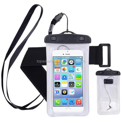 China Waterproof Dustproof Functional Swimming PVC Armband Mobile Phone Protective Waterproof Bag/Sandproof With Audio Jack for sale