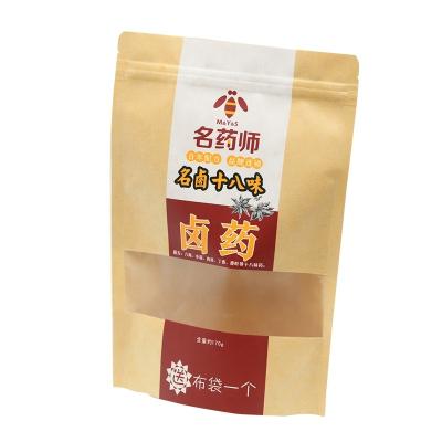 China Safety Cheap Resealable Brown Kraft Paper Stand Up Pouch With Window for sale