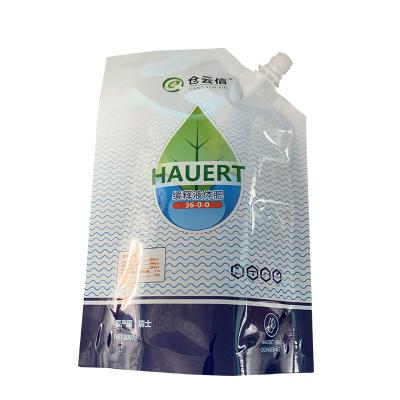 China Customized Shape Moisture Proof And Printing Fertilizer Spout Flexible Packaging Liquid Pouch for sale