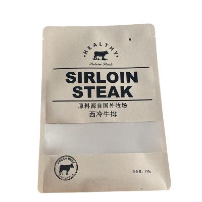 China Aseptic 3 Side Seal Kraft Paper Steak Packaging Bag Price for sale