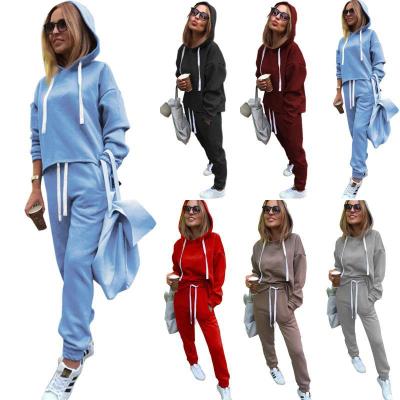 China women two piece hoodies sweatshirt set custom hoodie sweatpants pant logo sweatpants logo sweatpants and custom hoodie set parride for sale