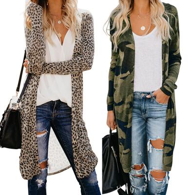 China Fall 2021 Manufacturer New Arrivals Casual Women's Anti-Shrink Clothes Leopard Knit Maxi Long Cardigan For Woman for sale