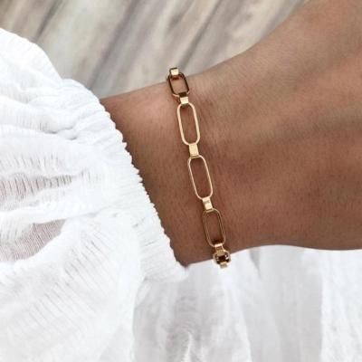 China Not Fade Stylish Stainless Steel 18K Gold Plated Chain Bracelet Layered Bracelet Design Jewelry Wholesale for sale