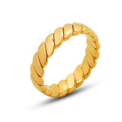 China Tarnish Free And Water Resistant Delicacy Stainless Steel 18K Gold Filled Open Ring Hypoallergenic Adjustable Twisted Stacking Rings For Women for sale