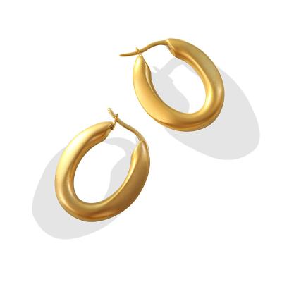 China Environmental Friendly New Arrival 18K Real Gold Plated Stainless Steel Jewelry Geometric Circle U Shaped Earrings For Women Tarnish Free for sale