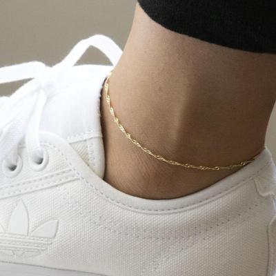 China FASHIONABLE Gold Stainless Steel Ankle Chain Singapore Anklets Thin Twisted Chain Bracelets For Women Summer Beach Jewelry for sale