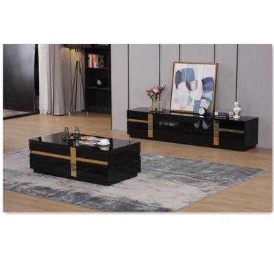 China Low Price Durable Light Luxury Style TV Stand With Storage Coffee Table Living Room Furniture Set for sale