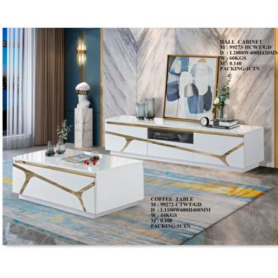 China Simple Design TV Cabinet Living Room Furniture Durable Coffee Table TV Stand And Coffee Table With Storage for sale