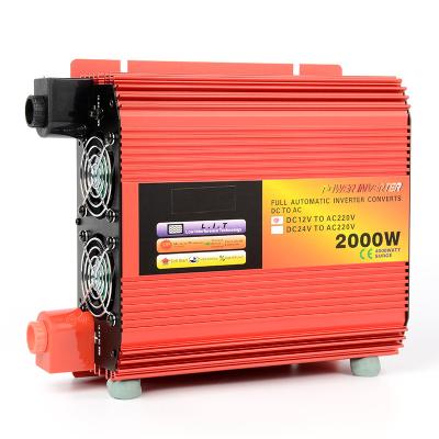 China Red Car China Automobile Inverter 2000W High Power Repair Sine Wave Inverter DC12V 24V to AC110V 220V Power Converter Booster for sale