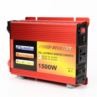 China Red Car China Automobile Inverter 1500W High Power Repair Sine Wave Inverter DC12V 24V to AC110V 220V Power Converter Booster for sale