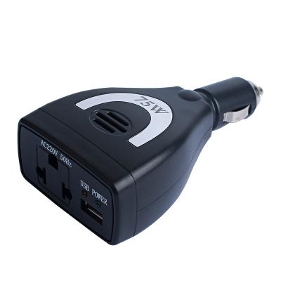 China 75W vehicle mounted inverter DC12v to AC110V 220V power converter with USB2.1a output 13*8*5CM for sale