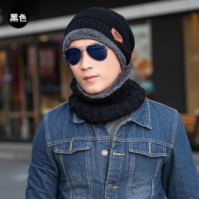 China Casual Neck Warmer Knitted Hat Scarf Set Fur Wool Thick Warm Striping Knit Beanies Balaclava Winter Hat For Men Women Hat Skullies Hood for sale