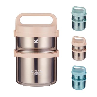 China Freshness Preservation Stainless Portable Bento Box Double Layer Thermal Insulated Lunch Box For Kids Adults for sale