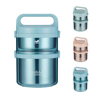 China Freshness Preservation Double Layer Stainless Steel Food Bowl Thermos Portable Food Bowl Double Food Bowl Thermal Wall for sale