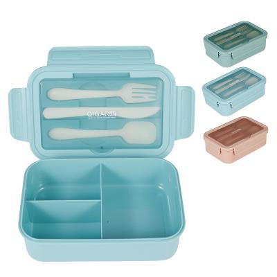 China Microwave PP Bento Box 3 Compartment Safe Microwavable Plastic Lunch Box Kids Plastic Lunch Box With Tableware for sale