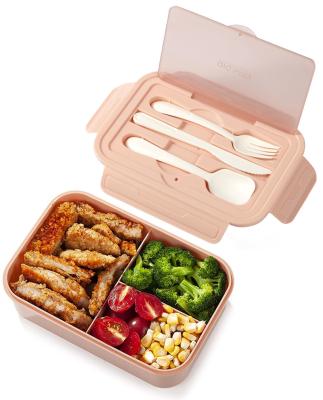 China Wholesale 3 compartments bento box pp school tiffin box kids plastic portable microwavable reusable lunch box for sale