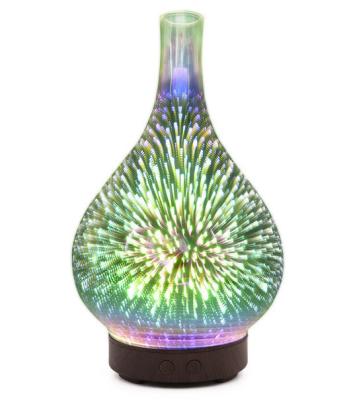 China Household 3D Fireworks Glass  Aroma Diffuser Humidifier Machine With Colorful Light for sale