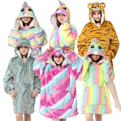 China Wholesale Oversized Fleece Super Soft Size Fabric Plus Warmth All Over Print Kids Hoodie Cover Up for sale