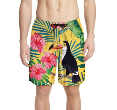 China Plus Size Customized Big Print Hibiscus Toucan Mutabilis Swim Shorts Hot Sale Beachwear Vacation Mens Wholesale Swimming Trunks for sale