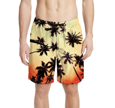 China Factory Plus Size OEM Custom Design Print Palm Fabric Panel Shorts With Pockets Custom Mens Swim Trunks for sale