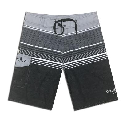 China Plus Size Mens Beachwear Swim Shorts Polyester Slit Edge Boardshorts Custom Stripe Printed Swim Trunks for sale