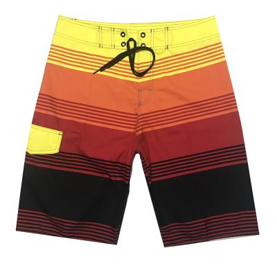 China Cstom Logo Plus Size OEM Nylon Beach Swim Shorts Stripe Zipper Closure Swimwear Boardshorts for sale