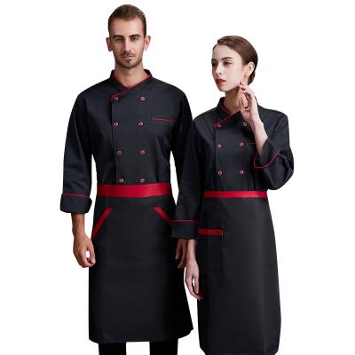 China restaurant & Culinary Bar China Factory OEM ODM Kitchen Wear Stand Collar Chef Coat Chef Jacket Men Black for sale