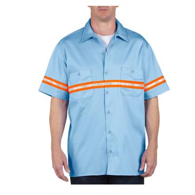 China Quick Dry Hot Selling Customized Logo Tape Safety Hi Vis Work Shirt Blue High Visibility Reflective for sale