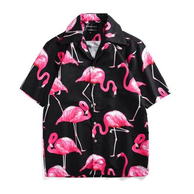 China Wholesale Casual Anti Shrink Sublimation Kids Unisex Button Down Floral Custom All Over Beach Print Mens Hawaiian Flamingo Shirts for sale