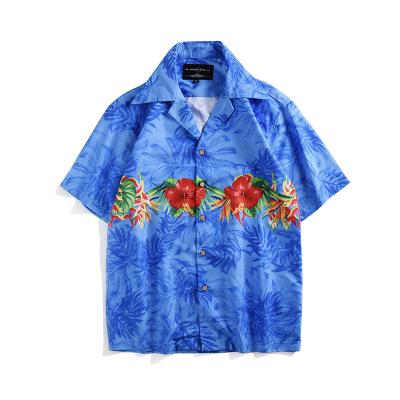 China Custom OEM Custom Mens Floral Print 100% Cotton Beach Hawaiian Shirts Shirts Anti Shrink Floral Casual Shirts for sale